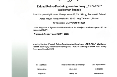 Certyfikat GMP+